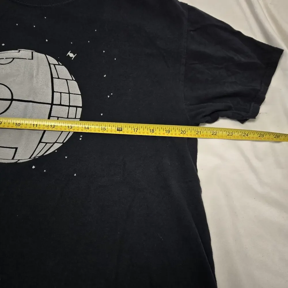 Football Machine Star Wars Death Star Graphic T-Shirt Large Black Gray